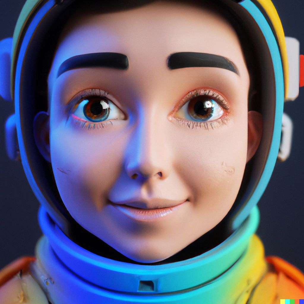 an astronaut, close-up, very cute, emoji, multicolored, Unreal Engine 3D render, trending on ArtStation, realistic materials